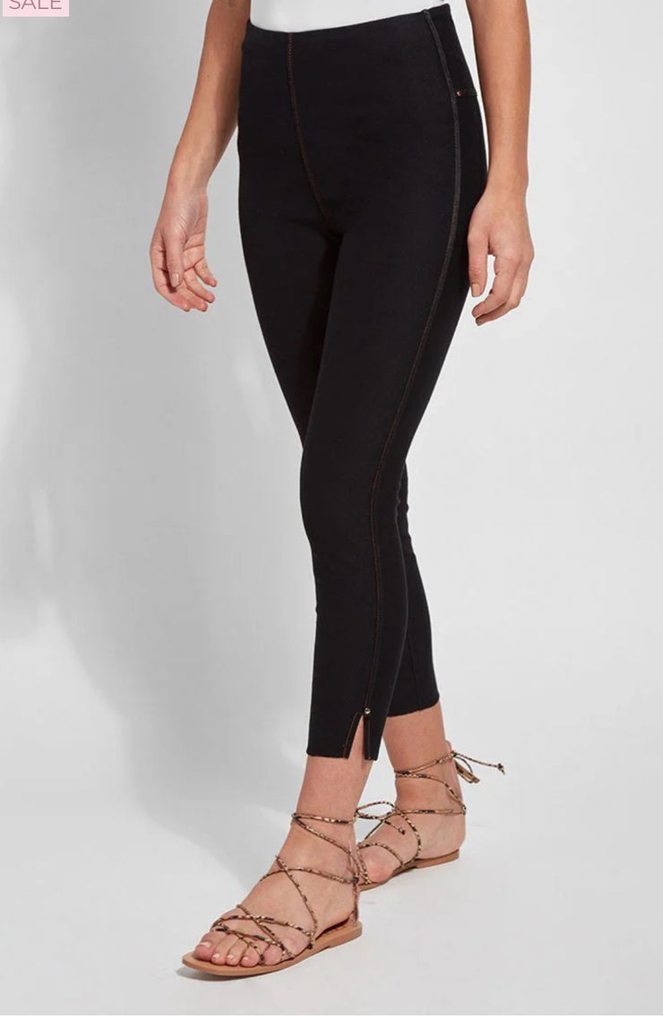 Black Notched Crop Legging