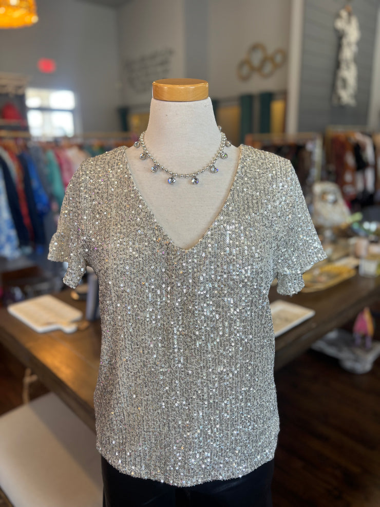 Sparkle V Neck Tee