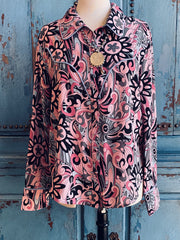 Western Retro Paisley Button Top