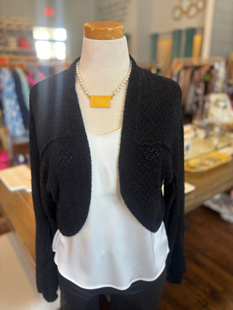 Black Chenille Cardigan