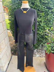 Black Bootcut Coated Denim