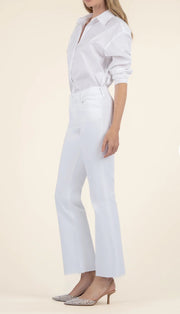 White Straight Ankle Flare Jeans