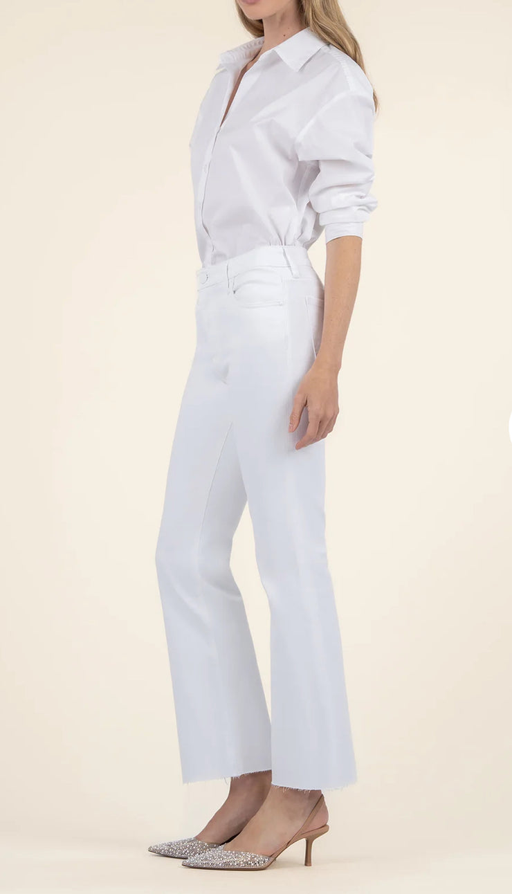 White Straight Ankle Flare Jeans