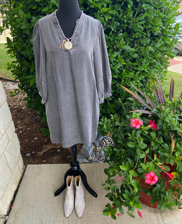 Grey Chambray Dress