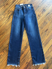 Dark Wash Frayed Hem Jeans