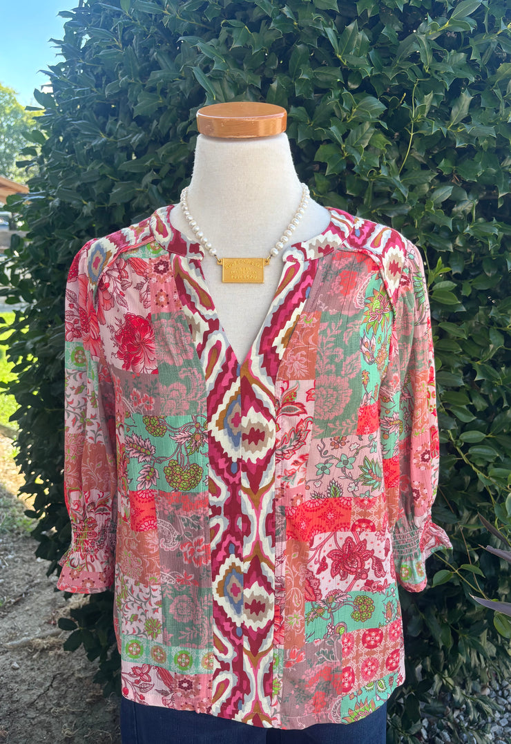 Coral Floral Printed Top