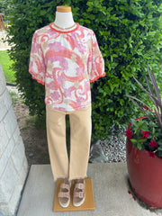 Embroidered Floral Swirl Top