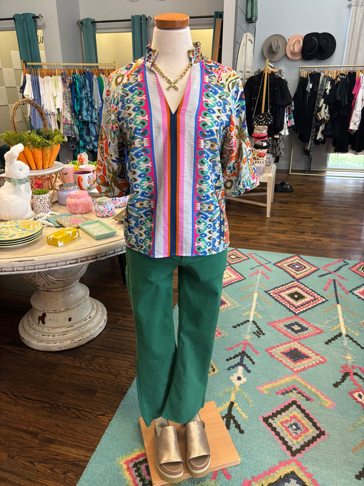 Colorful Front Stripe Blouse