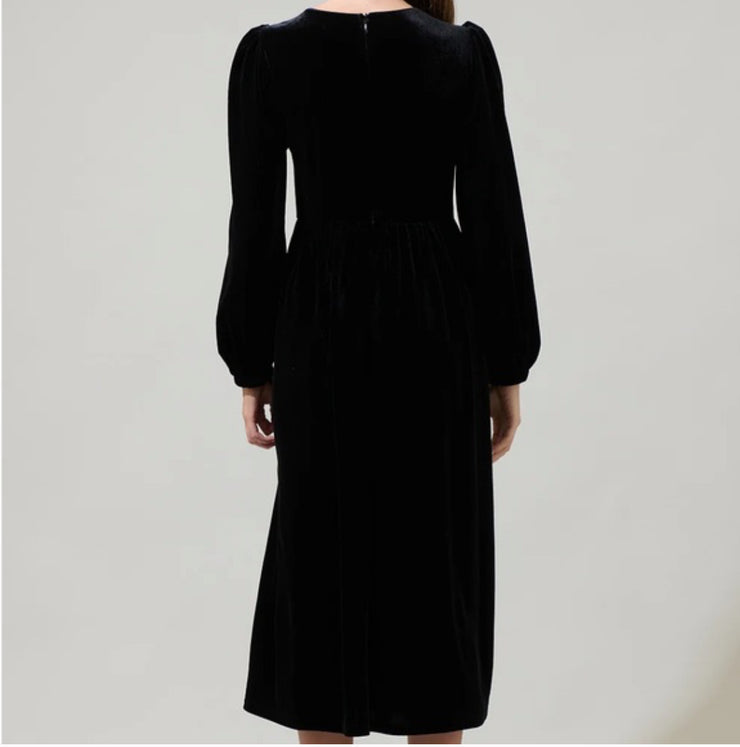 Black Velvet Crystal Bow Dress