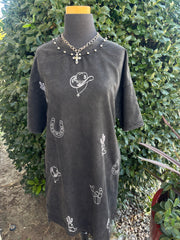 Embroidered Western T-shirt Dress