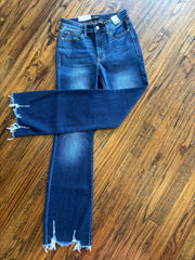 Dark Distressed Hem Jeans