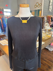 Black Slinky Ribbed Top