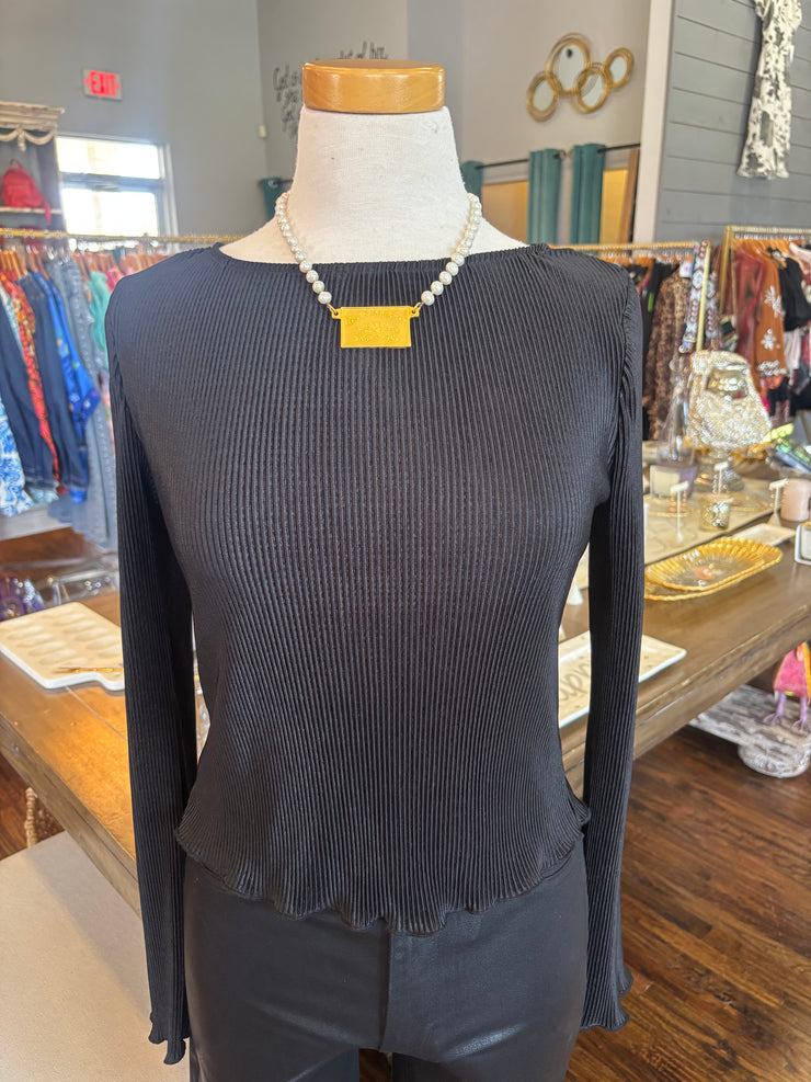 Black Slinky Ribbed Top