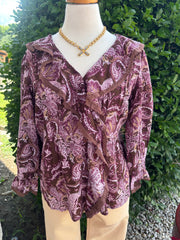 Purple Paisley Ruffle Top