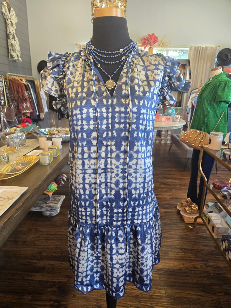 Dusted Navy Ruffle Dress