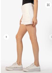 High Rise Front Pocket White Shorts