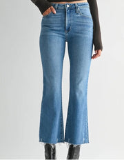 Soft Crop Jean w Distressed Hem