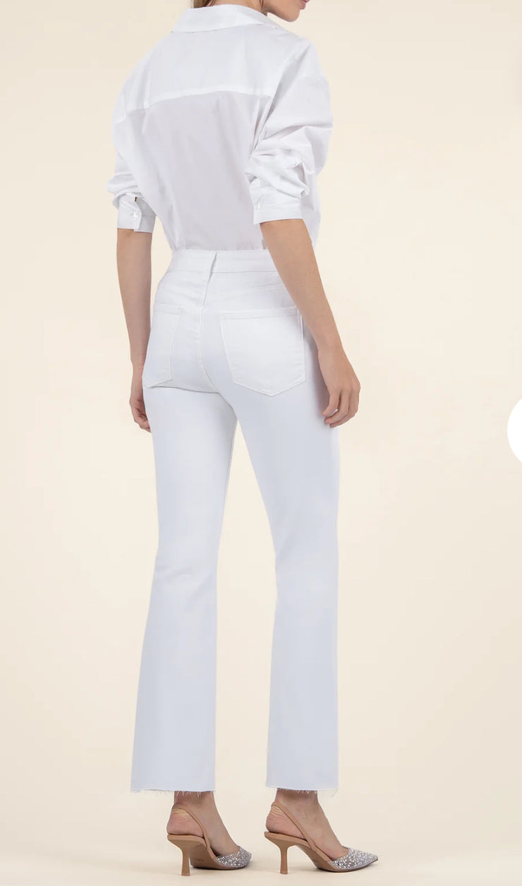 White Straight Ankle Flare Jeans