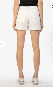 High Rise Front Pocket White Shorts