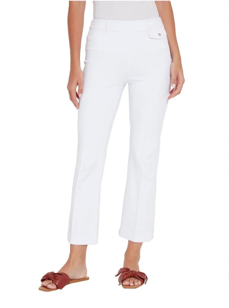 White Denim Creased Ankle Flare Legging