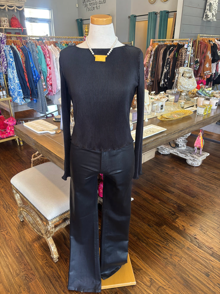 Black Slinky Ribbed Top