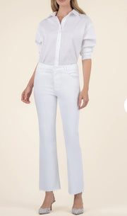 White Straight Ankle Flare Jeans
