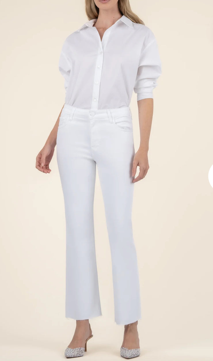 White Straight Ankle Flare Jeans
