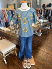 Embroidered Pretty Peasant Top