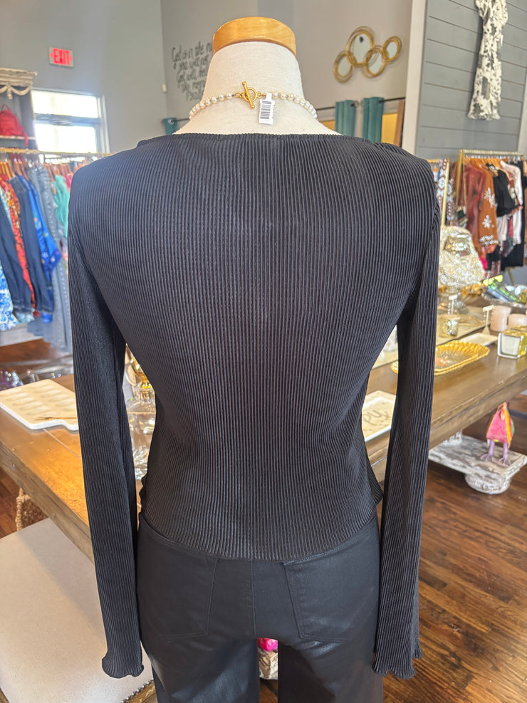 Black Slinky Ribbed Top
