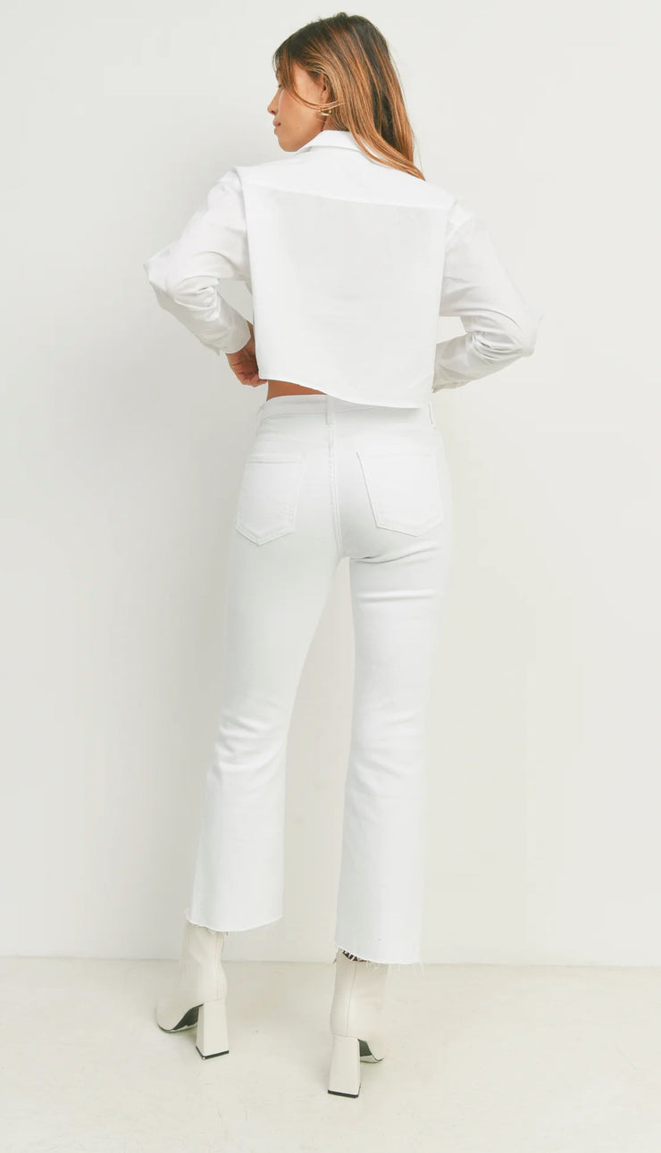 White Vintage Cropped Flare Jeans