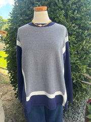 Navy and White Sweater