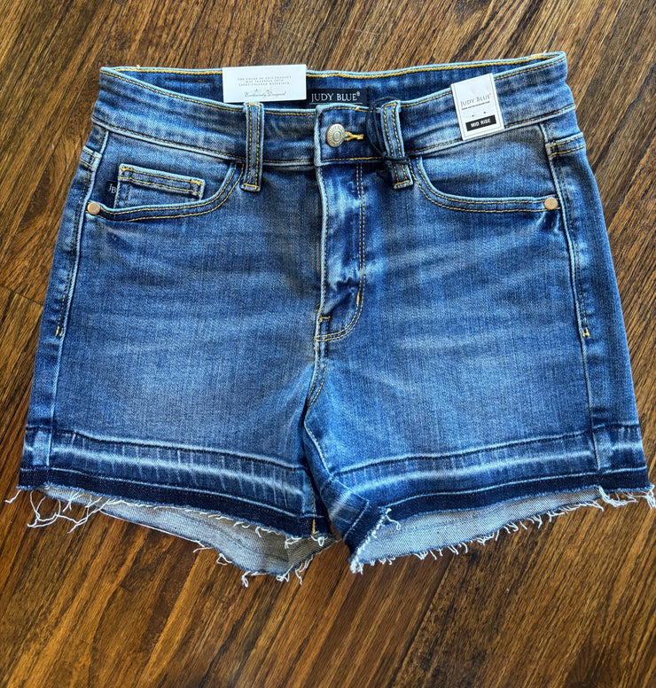 Mid Rise Released Hem Shorts