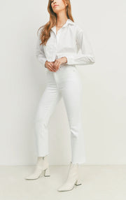 White Vintage Cropped Flare Jeans