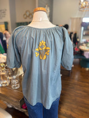 Embroidered Pretty Peasant Top