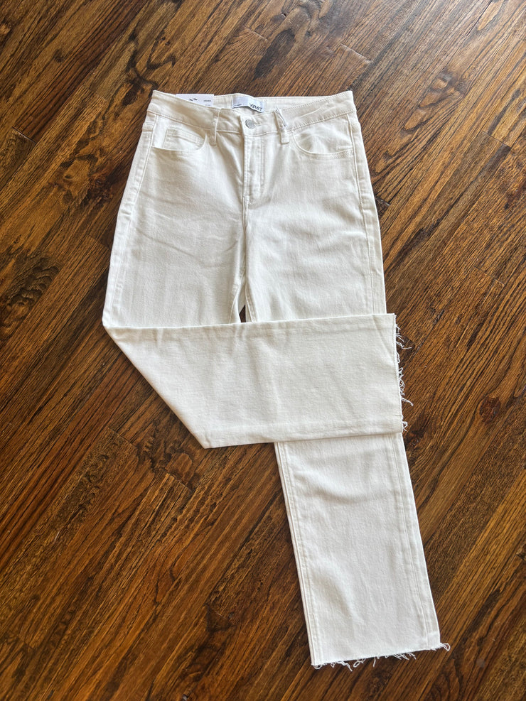 Off White Clean Cut Ankle Straight Jeans
