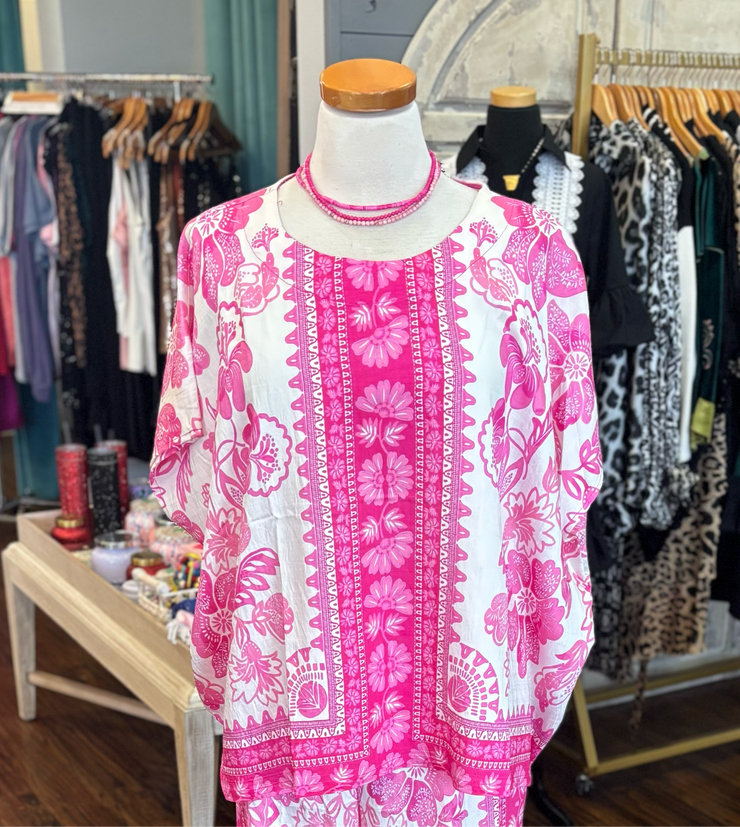 Pink Floral Flow Top
