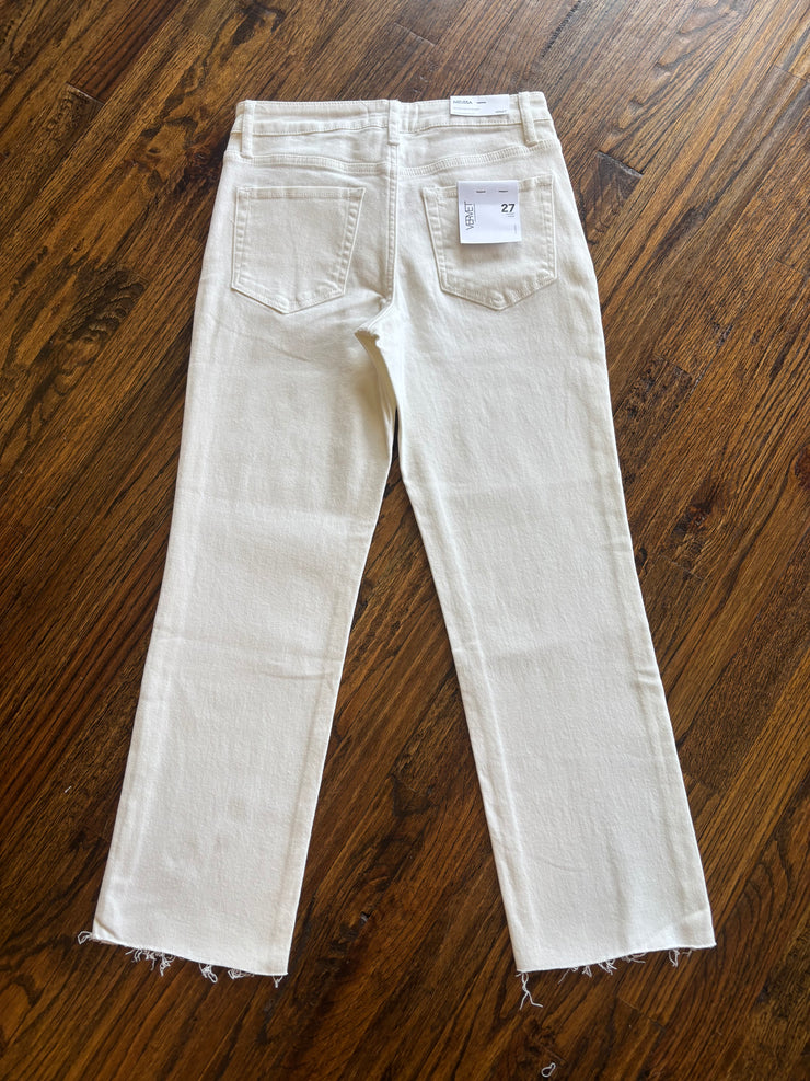 Off White Clean Cut Ankle Straight Jeans