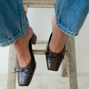 Geneva Coffee Croc Mules