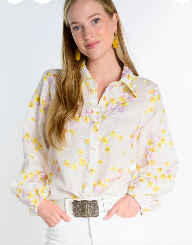 Pastel Embroidered Mini Floral Blouse