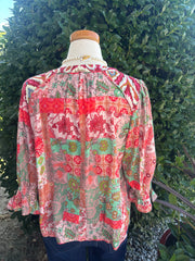 Coral Floral Printed Top