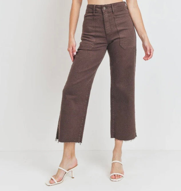 Espresso Wide Leg Utility Jeans