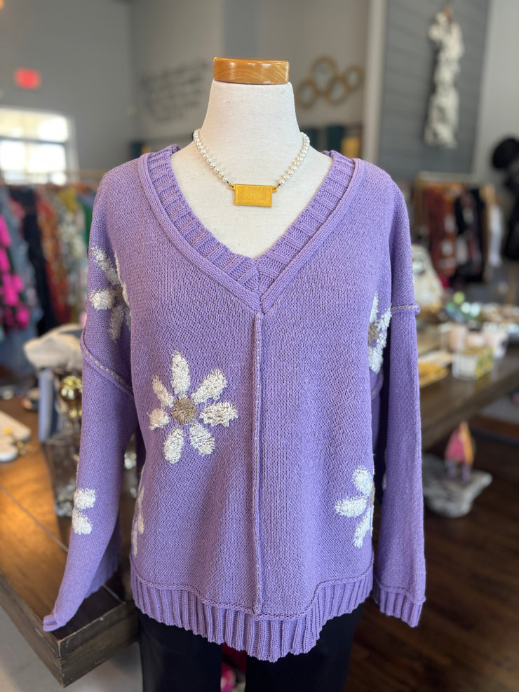 Lavender Daisy Sweater