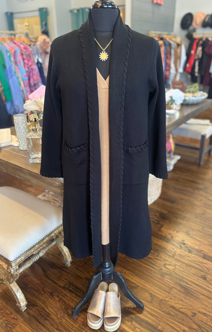Black Woven Edge Cardigan