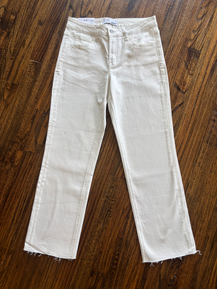 Off White Clean Cut Ankle Straight Jeans