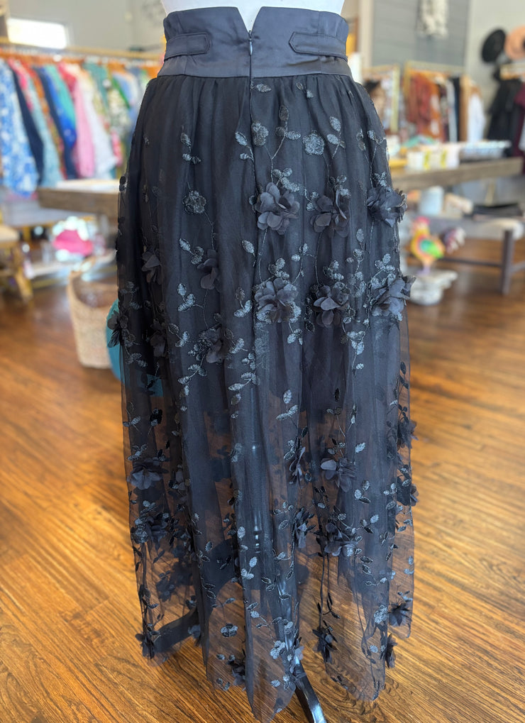 Black Tulle Floral Skirt