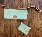 Green Cowhide Pouch and Purse
