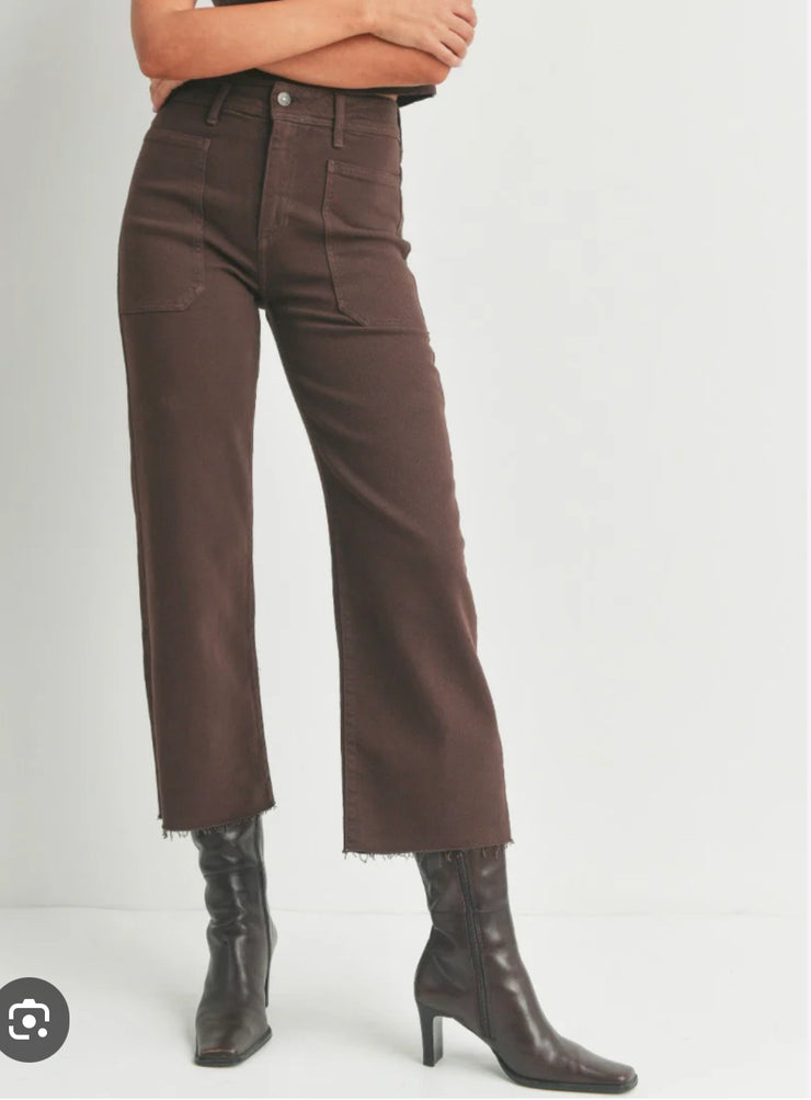 Espresso Wide Leg Utility Jeans