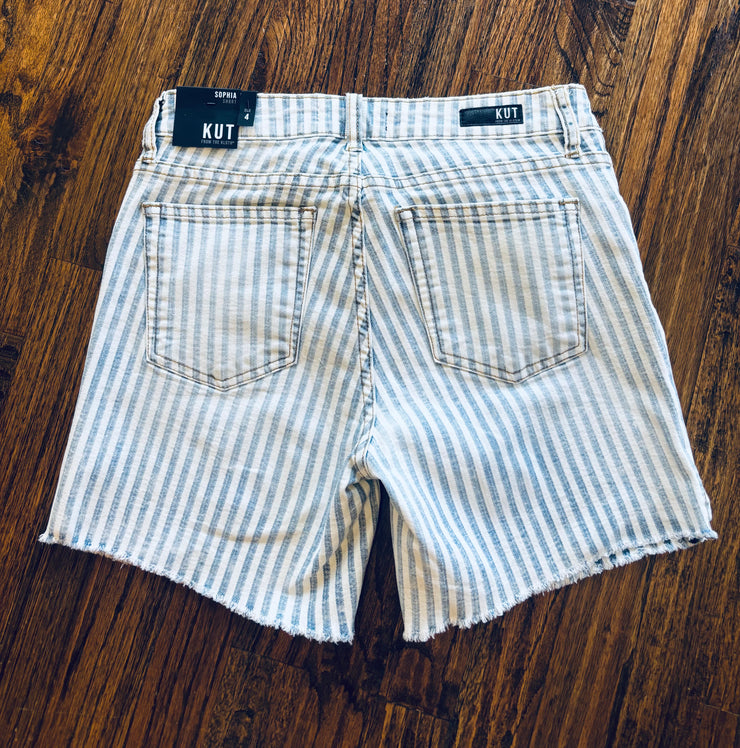 Light Striped Denim Shorts