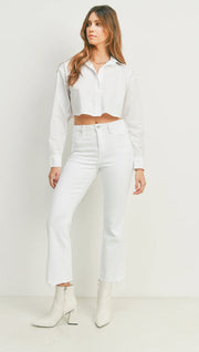 White Vintage Cropped Flare Jeans