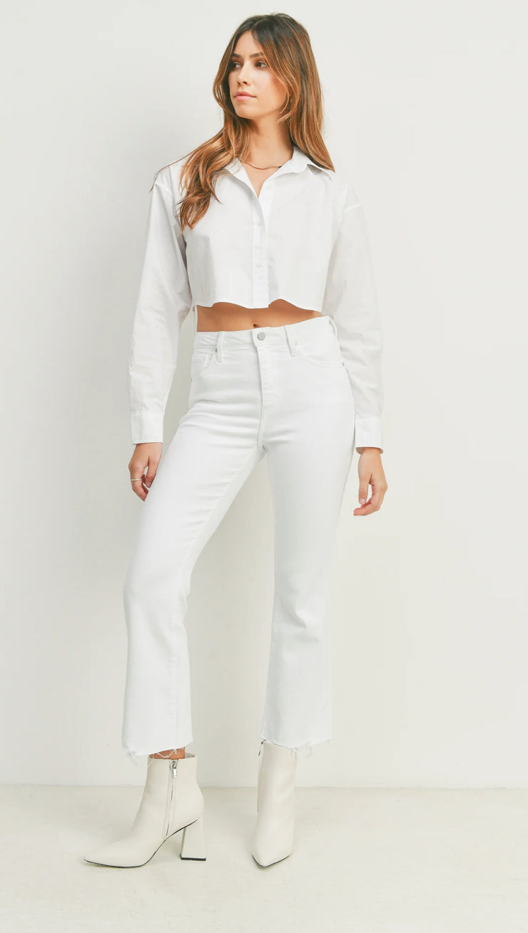 White Vintage Cropped Flare Jeans